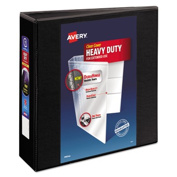 Avery 3 Locking One Touch EZD Rings 3 in. Capacity 11 in. x 8.5 in. Heavy-Duty View Binder with DuraHinge - Black