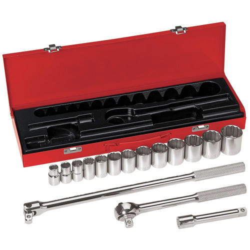 Socket Sets | Klein Tools 65512 16-Piece 1/2 in. Drive 12 Point SAE Socket Wrench Set image number 0