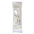 Food Service | Boardwalk BWK6COMBOKITPP 5.86 in. 6-Piece Mediumweight Plastic Cutlery Fork/Knife/Napkin/Pepper/Salt/Spoon Kit - White (250/Carton) image number 2