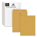 Office Jansan | Quality Park QUA37790 32 lbs. Bond Weight Kraft #10 1/2 Square Flap Clasp/Gummed Closure 9 in. x 12 in. Clasp Envelope - Brown Kraft (100/Box) image number 0