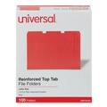 Mothers Day Sale! Save an Extra 10% off your order | Universal UNV16163 Reinforced 1/3-Cut Assorted Top-Tab File Folders - Letter Size, Red (100/Box) image number 1