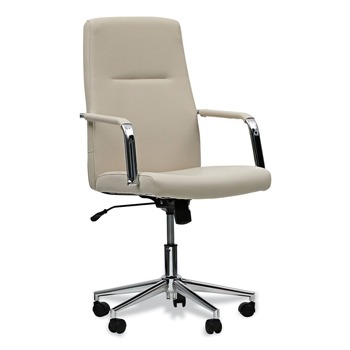 Alera 18.19 in. to 21.93 in. Seat Height Leather Task Chair Supports Up to 275 lb - White Seat/White Back
