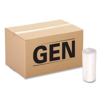 GEN High Density Can Liners, 10 gal, 6 mic, 24-in x 23-in, Natural, Interleaved Roll, 50 Bags/Roll,  20 Rolls/Carton