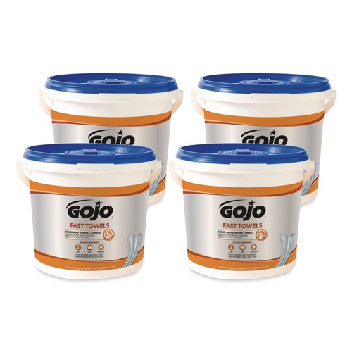 Cleaning & Janitorial Supplies | GOJO Industries 6298-04 FAST TOWELS 9 in. x 10 in. Hand Cleaning Towels - Fresh Citrus Blue (4/Carton) image number 0