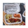 Food Trays, Containers, and Lids | Pactiv Corp. YCN808030000 EarthChoice SmartLock 8.31 in. x 8.35 in. x 3.1 in. Microwaveable MFPP 3-Compartment Hinged Lid Containers - White (200/Carton) image number 5