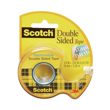 Scotch 0.75 in. x 33.33 ft. 1 in. Core Double-Sided Removable Tape in Handheld Dispenser - Clear (1 Roll)