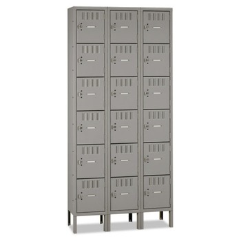 Tennsco BS6-121812-3-MGY 36 in. x 18 in. x 78 in. Triple Stack Box Compartments with Legs - Medium Gray