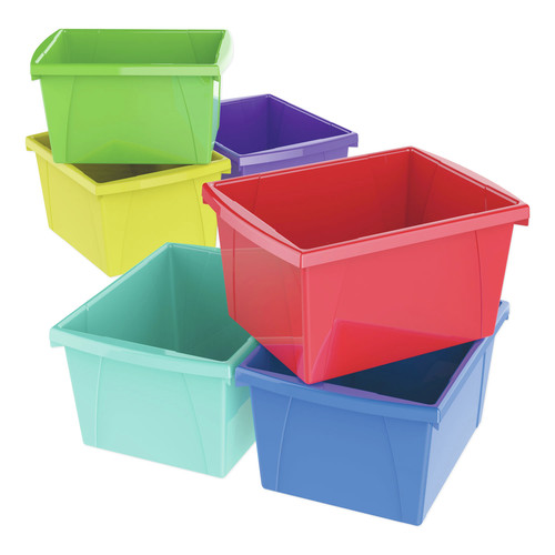 Storage Bins & Lids | Storex 61514U06C 4 Gallon 10 in. x 12.63 in. x 7.75 in. Storage Bins - Randomly Assorted Colors image number 0