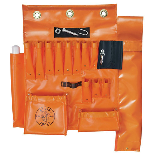 Tool Belts | Klein Tools 51829MHS Aerial Apron with Hot Stick Pocket and Magnet - Orange image number 0