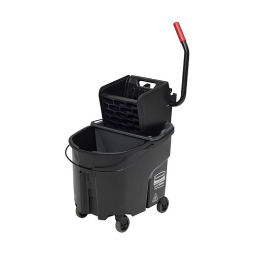 Mop Buckets | Rubbermaid Commercial 1863896 35 qt. WaveBrake 2.0 Side-Press Plastic Bucket/Wringer Combos - Black image number 0