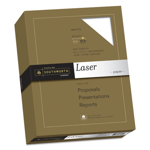 Cleaning & Janitorial Supplies | Southworth 31-724-10 95 Bright 24 lbs. Bond Weight 8.5 in. x 11 in. 25% Cotton Laser Paper - White (500/Ream) image number 0