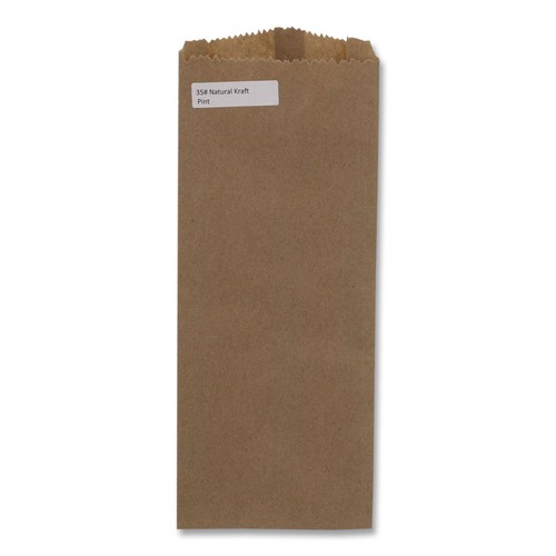 Food Service | Ross & Wallace Paper Products 020331500PK/BL 4 in. x 2.5 in. x 11.5 in. 35# Basis Weight Merchandise Size Grocery Paper Bags - Brown (500/Bundle) image number 0