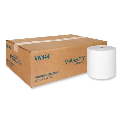 Cleaning & Janitorial Supplies | Morcon Paper VW444 7 in. x 800 ft. 1-Ply Valay Proprietary Roll Towels - White (6 Rolls/Carton) image number 0