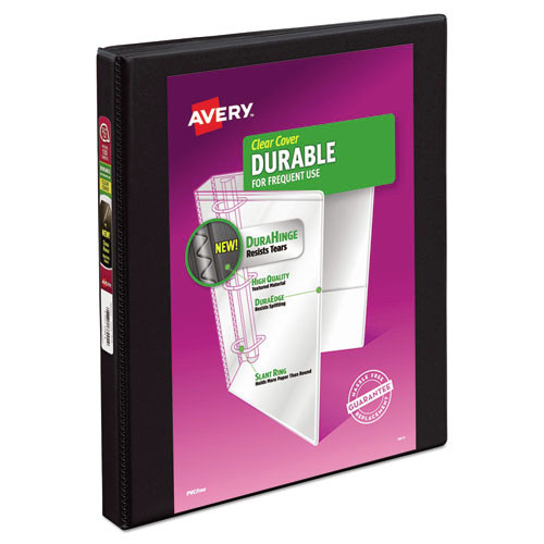 Office Jansan | Avery 17001 0.5 in. Capacity 11 x 8.5 Durable View Binder with DuraHinge and 3 Slant Rings - Black image number 0