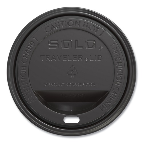 Cups and Lids | SOLO TLB316-0004 10 - 24 oz. Cups Traveler Drink-Thru Lids - Black (1000/Carton) image number 0
