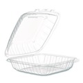 Food Trays, Containers, and Lids | Dart 90PPHT1 9 in. x 8.75 in. x 3 in. ProPlanet Microwaveable Plastic Hinged Containers - Clear (150/Carton) image number 1