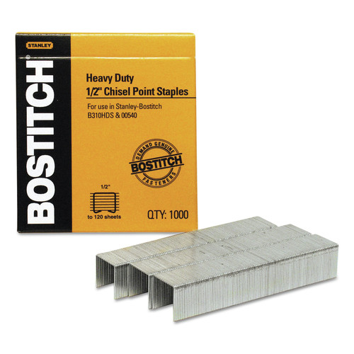 20% off $150 on select brands | Bostitch SB351/2-1M 0.5 in. Leg x 0.5 in. Crown Heavy-Duty Steel Premium Staples (1/Box) image number 0