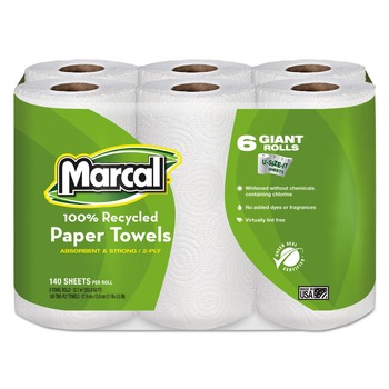 PRODUCTS | Marcal 6181 100% Premium Recycled Kitchen Roll Towels, 2-Ply, 5 1/2 X 11, 140/roll, 24 Rolls/carton
