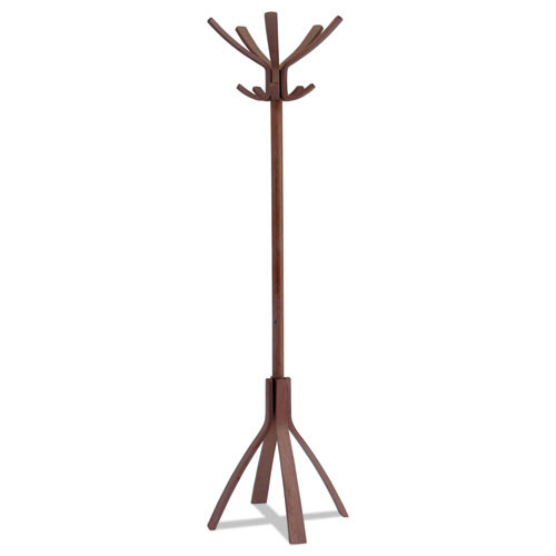 Office Jansan | Alba PMCAFE 21.67w x 21.67d x 69.33h Cafe Ten Peg/Five Hook Wood Coat Stand - Espresso Brown image number 0