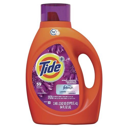 Cleaners & Chemicals | Tide 87566 Plus Febreze 84 oz. Bottle HE Liquid Laundry Detergent - Spring and Renewal (4/Carton) image number 0