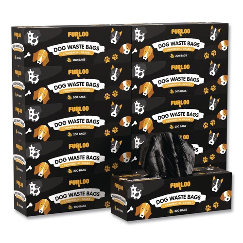 Trash & Waste Bins | Furloo FLO210 8 in. x 13 in. Open-Face Commercial Grade Dog Waste Station Refill Bags - Black (2000/Carton) image number 0