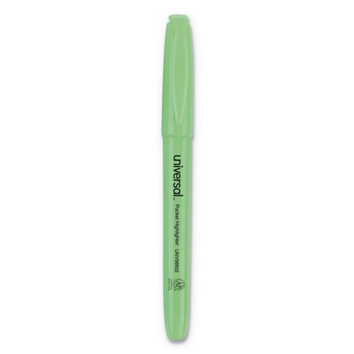 Universal UNV08852 Chisel Tip Pocket Highlighters - Fluorescent Green (1 Dozen) image number 0
