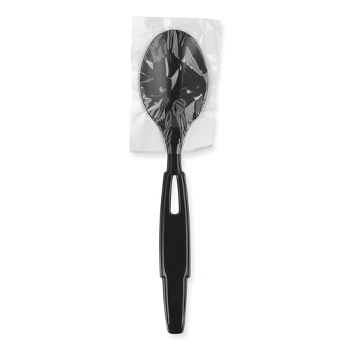 Cutlery | Dixie SSWPT5 SmartStock Wrapped Heavy-Weight Cutlery Soup Teaspoon Refill - Black (960/Carton) image number 0