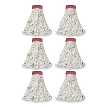 Rubbermaid Commercial Web Foot Shrinkless Large Cotton/Synthetic Wet Mop Head with 5 in. Headband - White (6/Carton)