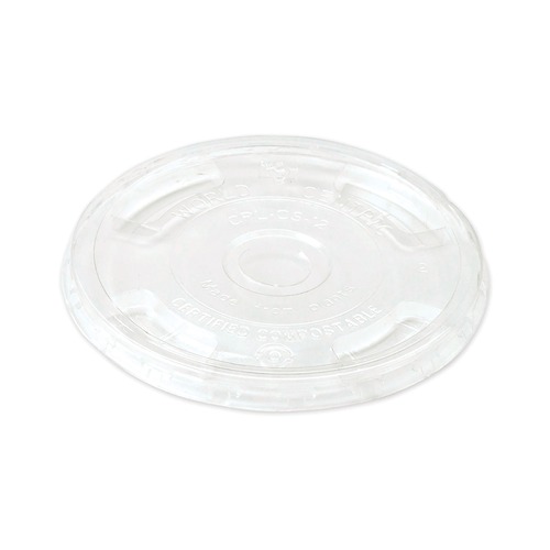 Labor Day Sale! Save $30 off $199! | World Centric CPLCS12 PLA Flat Cold Cup Lids - Clear (1,000/Carton) image number 0