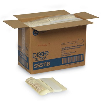Dixie SSS11B SmartStock Series-O 6 in. Mediumweight Bio-Blend Plastic Cutlery Spoons Refill - Beige (40/Pack, 24 Packs/Carton)