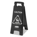 Office Jansan | Rubbermaid Commercial 1867505 Executive 2-Sided 10-9/10 in. x 26-1/10 in. Multi-Lingual Caution Sign - Black/White image number 0
