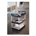  | Rubbermaid Commercial FG342488BLA 18-5/8 in. x 33-5/8 in. x 37-3/4 in. Three-Shelf Economy Plastic Cart - Black image number 3