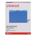 Mothers Day Sale! Save an Extra 10% off your order | Universal UNV12301 1/3-Cut Assorted Tab Interior File Folders - Letter Size, Blue (100/Box) image number 2