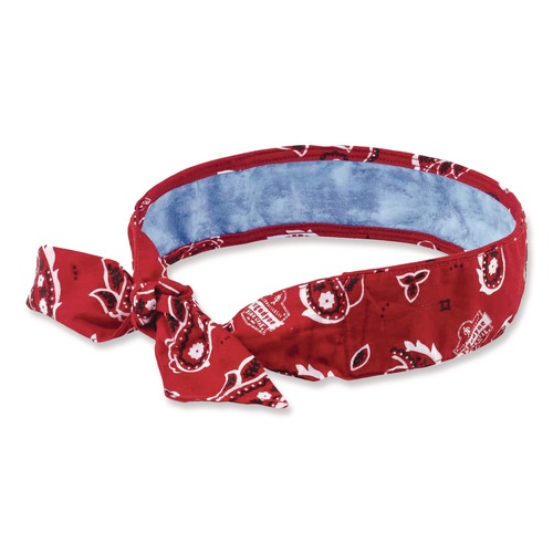 Cooling Gear | Ergodyne 12563 Chill-Its 6700CT One Size Fits Most Cooling Bandana PVA Tie Headband - Red Western image number 0