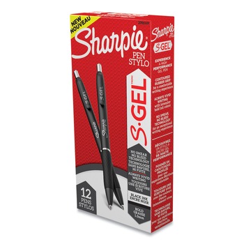 Sharpie S-Gel 2096149 S-Gel High-Performance Bold 1 mm Retractable Gel Pen - Black Ink/Barrel (1-Dozen)