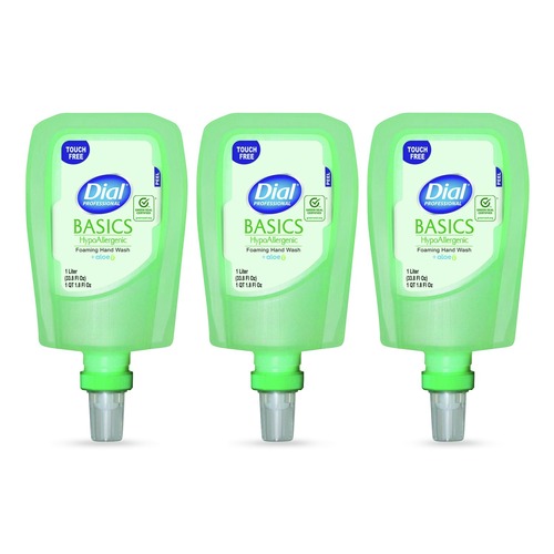 Cleaning & Janitorial Supplies | Dial Professional 17000 16722 1 Liter Basics Hypoallergenic Foaming Hand Wash Refill for FIT Touch Free Dispenser - Fresh Floral Scent (3/Carton) image number 0