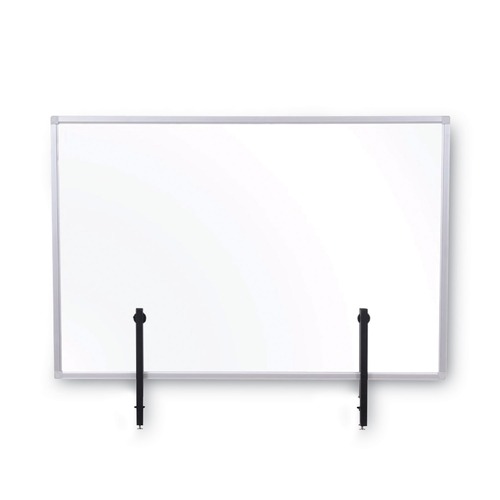 Office Furniture Accessories | MasterVision GL07019101 Protector Series 35.4 in. x 0.16 in. x 23.6 in. Glass Aluminum Desktop Divider - Clear (1/Carton) image number 0