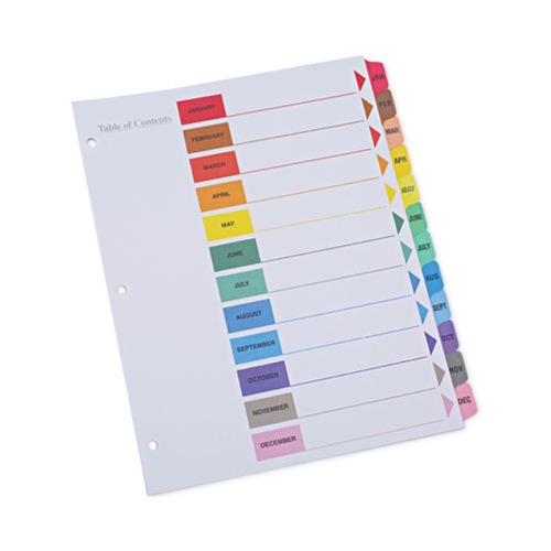 Universal UNV24810 Deluxe 12-Tab Jan. to Dec 11 in. x 8.5 in. Table of Contents Dividers - White (1 Set) image number 0
