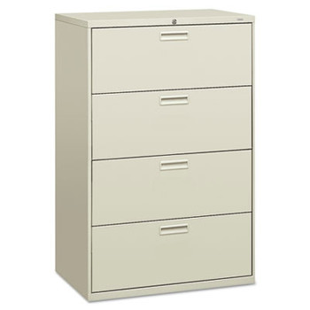 HON H584.L.QCS1 500 Series 36 in. x 19.25 in. x 53.25 in. 4 Drawer Lateral File Cabinet - Light Gray