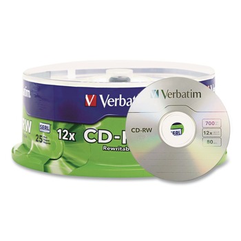 Verbatim 700 MB/80 min 12x CD-RW Rewritable Disc - Silver (25/Pack)