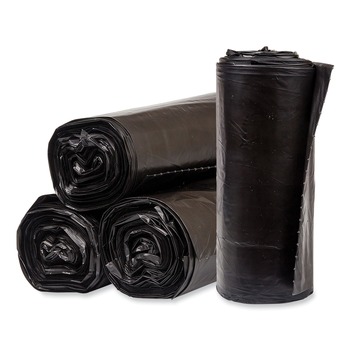 Pitt Plastics Eco Strong Plus 33 in. x 39 in. 1 mil 33 Gallon Can Liners - Black (150/Carton)