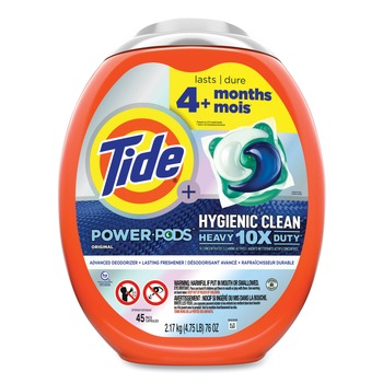 Tide Hygienic Clean Heavy 10x Duty Power Pods 76 oz. Tub HE Compatible Laundry Detergent - Original Scent (4/Carton)