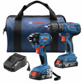 Combo Kits | Bosch GXL18V-26B22 18V 2-Tool Combo Kit with 1/2 In. Compact Drill/Driver and 1/4 In. Hex Impact Driver image number 0