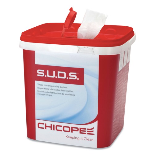 Cleaning Cloths | Chicopee 0727 7.5 in. x 7.5 in. x 8 in. S.U.D.S Bucket with Lid - Red/White (6/Carton) image number 0