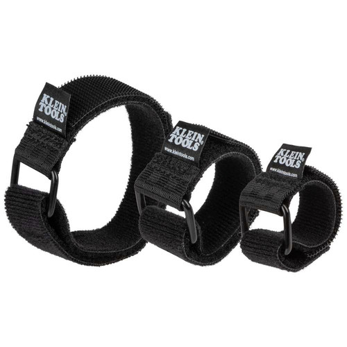 Ropes and Ties | Klein Tools 450-600 6-Piece 6 in. / 8 in. / 14 in. Hook and Loop Cinch Strap Cable Tie Set - Black image number 0