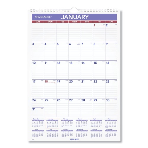  | AT-A-GLANCE PM2-28 12 in. x 17 in. Monthly Wall Calendar 2025 - White Sheets image number 0