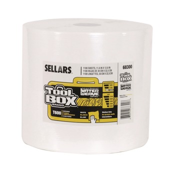 Sellars 1-Ply 11.8 x 12.8 TOOLBOX WaterWeave T600 Wipers - White (1/Carton)