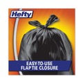 Trash Bags | Hefty E27744 Easy Flaps 30 Gallon 0.85 mil 30 in. x 33 in. Trash Bags - Black (40/Box, 6 Boxes/Carton) image number 1
