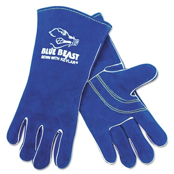 MCR Safety 13 in. Premium Quality Welder's Gloves - Large, Blue (1-Dozen)