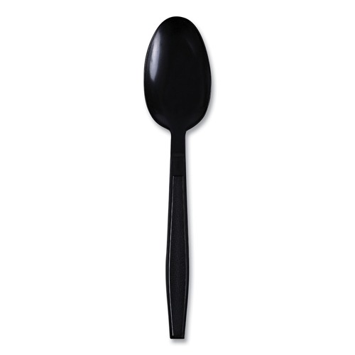 Cutlery | Boardwalk BWKTSHWPPBIW Heavyweight Wrapped Polypropylene Teapoons - Black (1000/Carton) image number 0